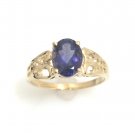 UNIQUE 10K SOLID YELLOW GOLD 1.75 CT OVAL AMETHYST SOLITAIRE RING ~ FREE S&H