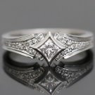 BEAUTIFUL 14K WHITE GOLD NOOR PRINCESS CUT DIAMOND RING ~ 0.37TW ~ SIZE 7.5