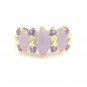UNIQUE 14K SOLID YELLOW GOLD PURPLE JADE JADEITE & AMETHYST BAND RING ~ FREE S&H