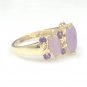 UNIQUE 14K SOLID YELLOW GOLD PURPLE JADE JADEITE & AMETHYST BAND RING ~ FREE S&H