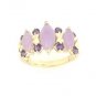 UNIQUE 14K SOLID YELLOW GOLD PURPLE JADE JADEITE & AMETHYST BAND RING ~ FREE S&H
