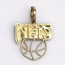 14K SOLID YELLOW GOLD NEW YORK BROOKLYN NETS NBA BASKETBALL TEAM CHARM / PENDANT