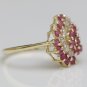PRETTY 14K SOLID YELLOW GOLD RUBY & DIAMOND CLUSTER RING ~ FREE S&H