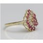 PRETTY 14K SOLID YELLOW GOLD RUBY & DIAMOND CLUSTER RING ~ FREE S&H