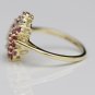 PRETTY 14K SOLID YELLOW GOLD RUBY & DIAMOND CLUSTER RING ~ FREE S&H