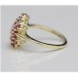 PRETTY 14K SOLID YELLOW GOLD RUBY & DIAMOND CLUSTER RING ~ FREE S&H