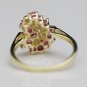 PRETTY 14K SOLID YELLOW GOLD RUBY & DIAMOND CLUSTER RING ~ FREE S&H