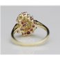 PRETTY 14K SOLID YELLOW GOLD RUBY & DIAMOND CLUSTER RING ~ FREE S&H