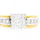 AFFORDABLE 14K 2 TONE GOLD 1.01 TCW PRINCESS CUT GENUINE DIAMOND ENGAGEMENT RING
