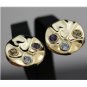 UNIQUE 14K YELLOW GOLD CITRINE AQUAMARINE AMETHYST LARGE ROUND ESTATE EARRINGS