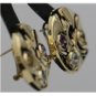 UNIQUE 14K YELLOW GOLD CITRINE AQUAMARINE AMETHYST LARGE ROUND ESTATE EARRINGS