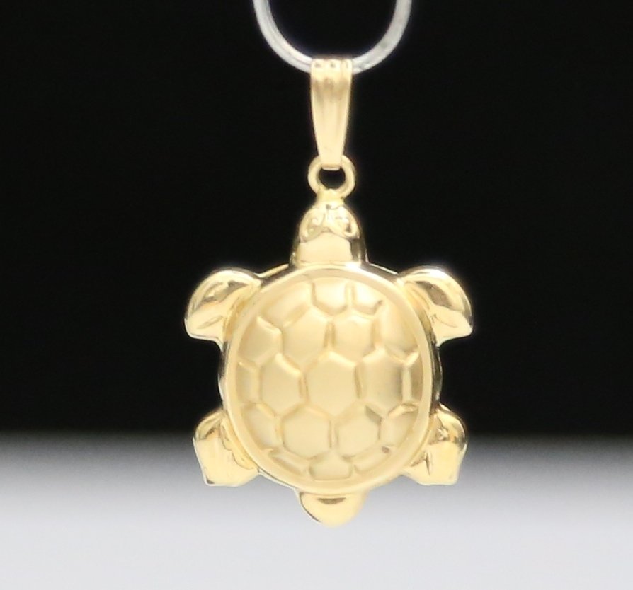 UNIQUE 14K SOLID YELLOW GOLD TURTLE 3D PENDANT / CHARM ~ 1.1GR ~ FREE S&H