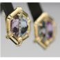 BEAUTIFUL 14K YELLOW GOLD DIAMOND AQUAMARINE AMETHYST ESTATE EARRINGS 13.6 GRAMS