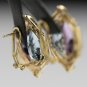 BEAUTIFUL 14K YELLOW GOLD DIAMOND AQUAMARINE AMETHYST ESTATE EARRINGS 13.6 GRAMS
