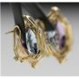 BEAUTIFUL 14K YELLOW GOLD DIAMOND AQUAMARINE AMETHYST ESTATE EARRINGS 13.6 GRAMS