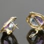 BEAUTIFUL 14K YELLOW GOLD DIAMOND AQUAMARINE AMETHYST ESTATE EARRINGS 13.6 GRAMS
