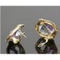 BEAUTIFUL 14K YELLOW GOLD DIAMOND AQUAMARINE AMETHYST ESTATE EARRINGS 13.6 GRAMS