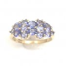 UNIQUE 14K SOLID YELLOW GOLD 1.40TCW OVAL & ROUND TANZANITE RING ~ FREE S&H