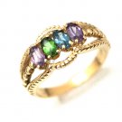 UNIQUE 14K YELLOW GOLD & 4 OVAL COLORED STONES BAND RING ~ BEAUTIFUL! ~ FREE S&H