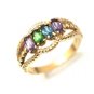 UNIQUE 14K YELLOW GOLD & 4 OVAL COLORED STONES BAND RING ~ BEAUTIFUL! ~ FREE S&H