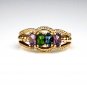 UNIQUE 14K YELLOW GOLD & 4 OVAL COLORED STONES BAND RING ~ BEAUTIFUL! ~ FREE S&H