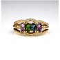 UNIQUE 14K YELLOW GOLD & 4 OVAL COLORED STONES BAND RING ~ BEAUTIFUL! ~ FREE S&H