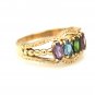 UNIQUE 14K YELLOW GOLD & 4 OVAL COLORED STONES BAND RING ~ BEAUTIFUL! ~ FREE S&H