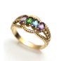 UNIQUE 14K YELLOW GOLD & 4 OVAL COLORED STONES BAND RING ~ BEAUTIFUL! ~ FREE S&H