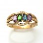 UNIQUE 14K YELLOW GOLD & 4 OVAL COLORED STONES BAND RING ~ BEAUTIFUL! ~ FREE S&H