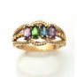 UNIQUE 14K YELLOW GOLD & 4 OVAL COLORED STONES BAND RING ~ BEAUTIFUL! ~ FREE S&H