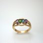 UNIQUE 14K YELLOW GOLD & 4 OVAL COLORED STONES BAND RING ~ BEAUTIFUL! ~ FREE S&H