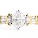 BEAUTIFUL 14K YELLOW GOLD 1.53 TCW OVAL CUT DIAMOND ENGAGEMENT RING ~ FREE S&H