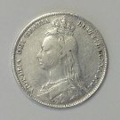 Great Britain / UK / England 1892 Victoria one 1 Shilling Silver Coin GRT DETAIL