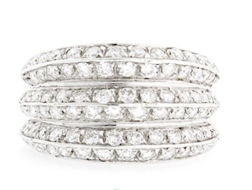 18K WHITE GOLD MULTILEVEL PRONG-SET 2.5 CT DIAMOND WEDDING ETERNITY BAND RING