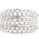 18K WHITE GOLD MULTILEVEL PRONG-SET 2.5 CT DIAMOND WEDDING ETERNITY BAND RING