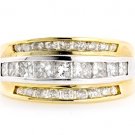 14K TWO TONE GOLD ROUND & PRINCESS DIAMOND ANNIVERSARY RING 1.80 CARAT ~ G/SI1