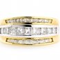 14K TWO TONE GOLD ROUND & PRINCESS DIAMOND ANNIVERSARY RING 1.80 CARAT ~ G/SI1