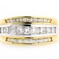 14K TWO TONE GOLD ROUND & PRINCESS DIAMOND ANNIVERSARY RING 1.80 CARAT ~ G/SI1