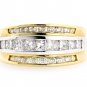 14K TWO TONE GOLD ROUND & PRINCESS DIAMOND ANNIVERSARY RING 1.80 CARAT ~ G/SI1