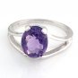 STUNNING 14K SOLID WHITE GOLD 2.27 CARAT OVAL SHAPED AMETHYST RING ~ SIZE 8.5