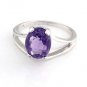 STUNNING 14K SOLID WHITE GOLD 2.27 CARAT OVAL SHAPED AMETHYST RING ~ SIZE 8.5