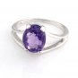 STUNNING 14K SOLID WHITE GOLD 2.27 CARAT OVAL SHAPED AMETHYST RING ~ SIZE 8.5