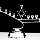 VINTAGE MEXICO 1960's 925 STERLING SILVER MODERNIST JUDAICA ART MENORAH ~ A+