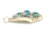 VINTAGE LEAFY STERLING SILVER & TURQUOISE ZUNI ART PENDANT SIGNED ANGIE C