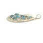 VINTAGE LEAFY STERLING SILVER & TURQUOISE ZUNI ART PENDANT SIGNED ANGIE C