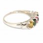 UNIQUE 14K WHITE GOLD SYNTHETIC PINK GREEN & YELLOW STONES BAND / RING ~FREE S&H
