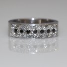 18K WHITE GOLD 1.67CT PRINCESS CUT & ROUND BLACK DIAMOND WIDE ANNIVERSARY BAND