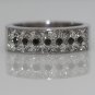 18K WHITE GOLD 1.67CT PRINCESS CUT & ROUND BLACK DIAMOND WIDE ANNIVERSARY BAND