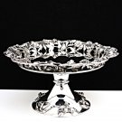MAGNIFICENT MILAN ITALY STERLING SILVER LARGE 12" FLORAL CAKE PIE PLATTER STAND