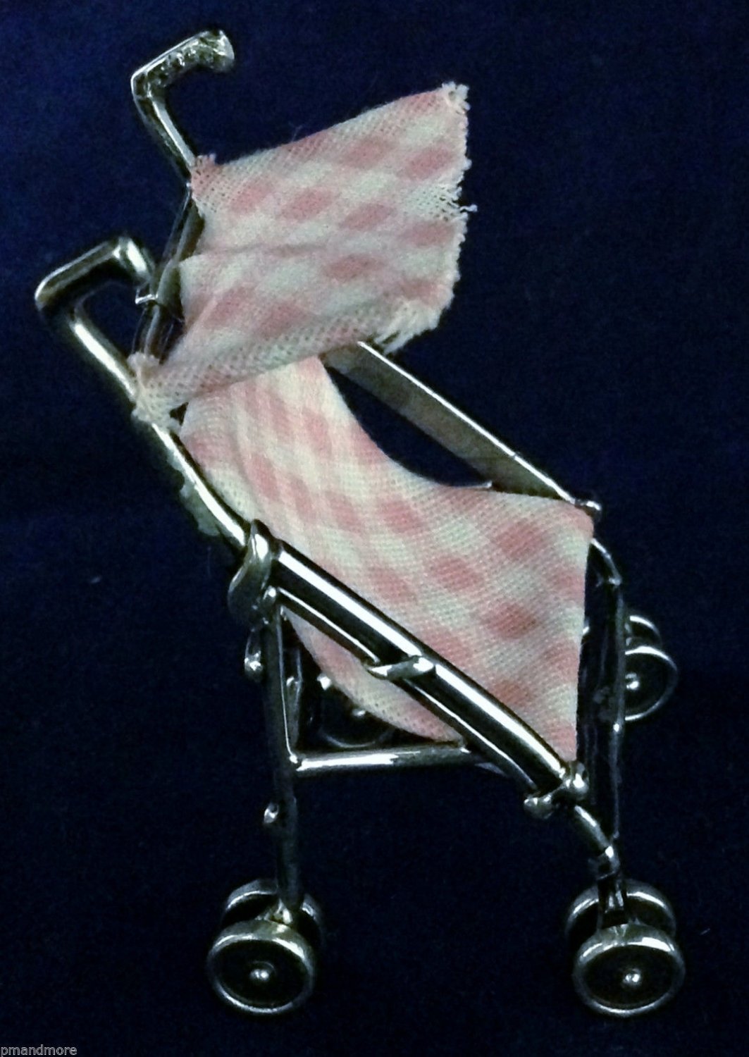 925 SOLID Sterling Silver Decorative Art Dollhouse miniature Baby Girl Stroller